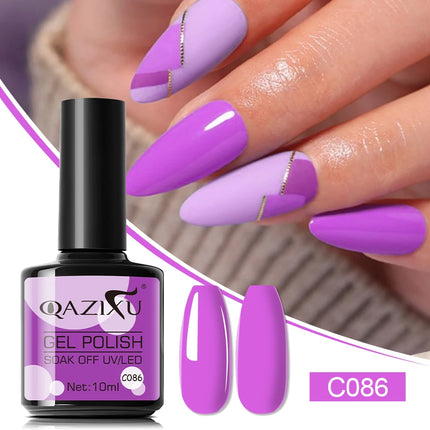 QAZIXU 1/6Pcs Yellow Green Nail Polish Set Blue Nail Gel Polish Semi Permanent Soak Off UV Nail Art Popular Color Spring Summer