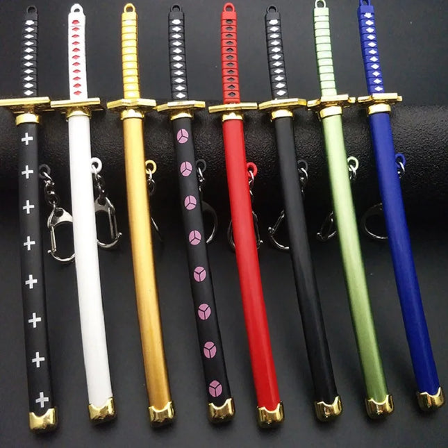 Anime Keychain Roronoa Zoro Samurai Sword Metal Key Ring Scabbard Keyring Katana Buckle Key Chain Unisex Jewelry Gift