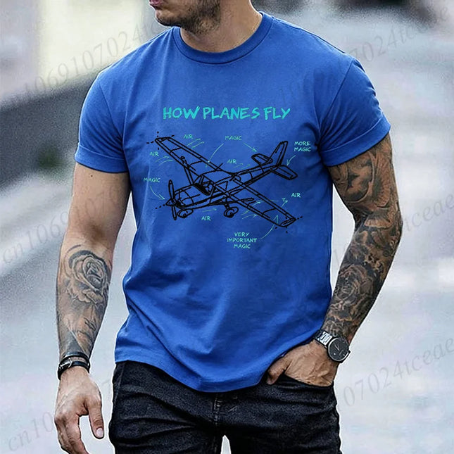 Men's Summer T-Shirts How Planes Fly How Planes Fly Aviation Pilot Graphic Tshirts Women Men T-Shirts Short Sleeve Shirt Tops