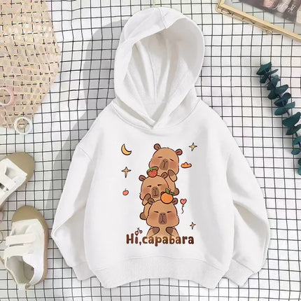 Autumn Winter Capibara Cute Printed Children's Hoodies Casual Fashion Kid Sweatshirt Girl Boy Clothing Warm Long Sleeve Pullover