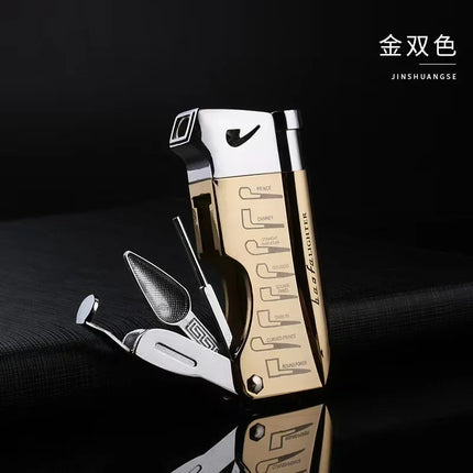 High-end Inclined Flame Open Flame Lighter, Butane Gas Lighter, Grinding Wheel Ignition, Metal, Creative Pipe Lighter