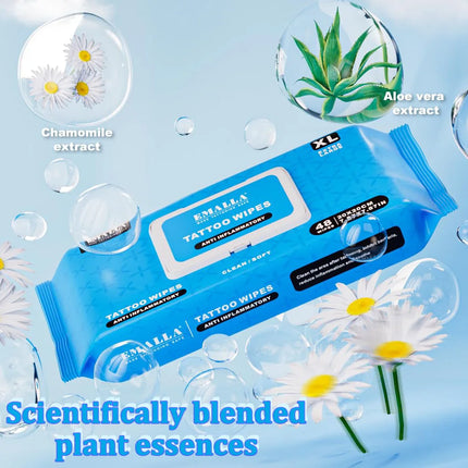 48/20pcs EMALLA Cleansing Green Soap Wipes All in One Solution Tattoo Wipes with Tattoo Green Soap Makeup Tattoo Accessories