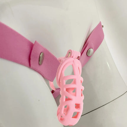 Black or Pink Male Penis Cage Chastity Cage Lock Device w/4 Rings Virginity Device 5 Sizes