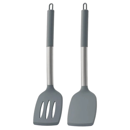 2pcs Stir Fry Spatula Steak Spatula Cooking Utensils Stainless Steel Handle Silicone Kitchenware Set Kitchen Cooking Tool Set