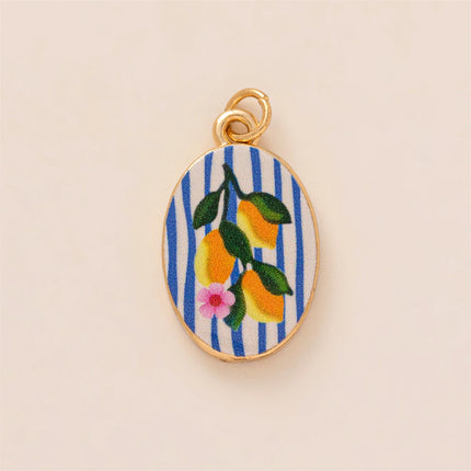 Dopamine pendant necklace, DIY fruit food love pendant, copper material, gold-plated, color preserving