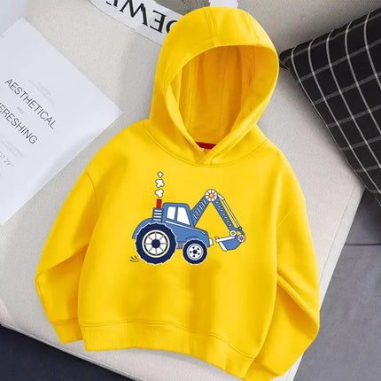 Aimi Lakana Baby Boys Excavator Coat Autumn Long Sleeve Pullover Cartoon Casual Hoodie Kids New Sweater