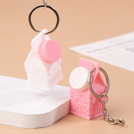 Milk Carton Keychain Pendant Mini Milk Carton Shape Pill Storage Box Portable Container Pendant For Backpack Handbag Keychain