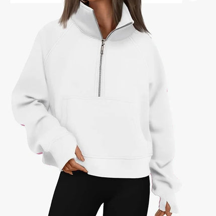 New Spring Autumn Stand Collar Solid Color sweatshirt Long Sleeve tops Loose Half Zip Pullover Women's Daily casual sweatshirt