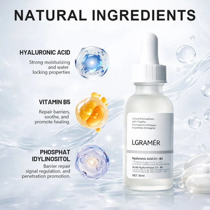 2% Hyaluronic Acid + B5 Serum with Ceramide Multivitamin Moisturizing Essence 30ml Soft Smooth Skin Facial Care Liquid