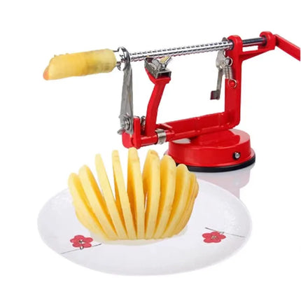 Multi functional hand cranked three in one automatic fruit slicer for peeling apples