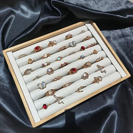 10/17Pieces Fashion Heart & Cat Eye Opal Ring Set For Women Mix Style Open Adjustion Daily Jewelry Party Gifts