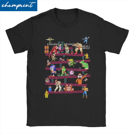 Fun Arcade Game Collage T-Shirts Men Women's Crew Neck Cotton T Shirts FC Console Game Short Sleeve Tees Plus Size Clothes