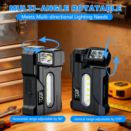 EDC Mini LED Flashlights Rechargeable Magnetic Torch Clip-On EDC Handheld Work Light for Hiking Camping Dog Walking Emergencies