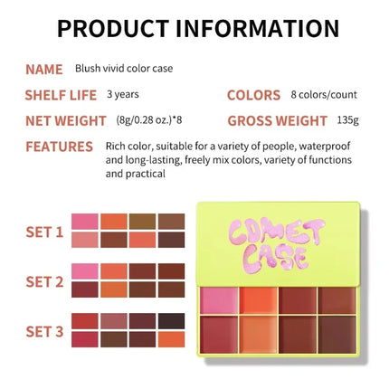  8-Color Eyebrow Cream Blush Curve Case Cream Cosmetics Palette Matte Shimmer Finishes Shadow Tones Long-Lasting Cosmetics