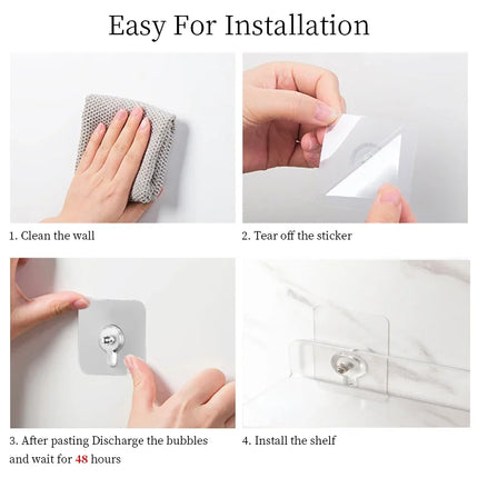 No Drilling Storage Rack Wall Shower Wall Shelf Kitchen White Finish for Modern Bathroom Organizer Home Space-Saving Accessories