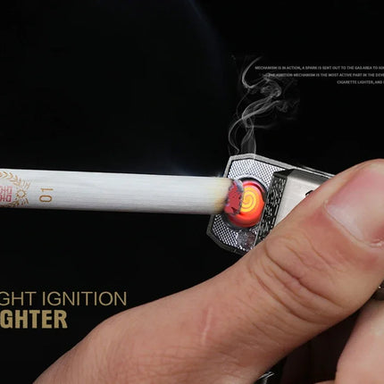 Creative Windproof USB Electric Rechargeable Lighter Thor Hammer Zinc Alloy Flameless Keychain Lighter Men's Smoking Gift