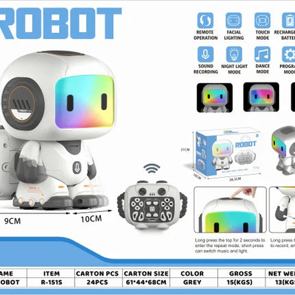 Remote Control Robot Touch Programmable Electric Dancing Music Rgb Led Lights Interactive Electronic Toy For Indoor Hobby