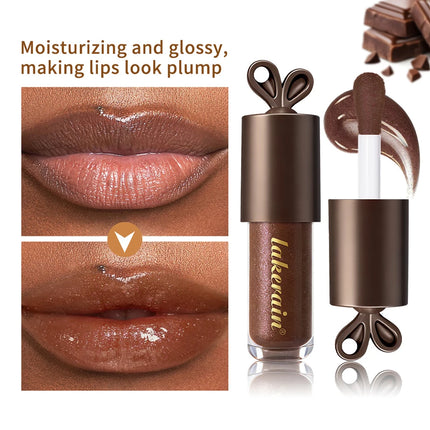 Lakerain Chocolate Rabbit Lip Gloss Mirror Effect Moisturizing Smooth Non-Sticky Long Lasting Hydration Lippy Bunny Lipstick