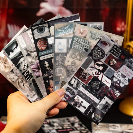 20pcs Retro Gothic style Sticker Book, Day and Night Poetry Collection, Handbooks, Notebooks, Decorative Stickers