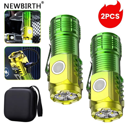 3LED Super Bright Flashlight  Mini Burst Flash Torch Rechargeable Outdoor Waterproof Emergency Spotlight with Pen Clip Magnet