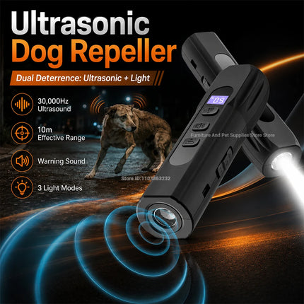 Dog Repeller Portable Ultrasonic Deterrent Handheld Anti-barking 3in1 Dog Training Device Repel Animals Pets Dog Trainer