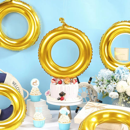 Gold Ring Foil Balloons 3-Pack - Party Decorations Wedding Engagement / Ballons Anneaux Or 3pcs - Déco Fête Mariage