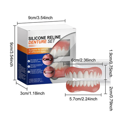 1pcs Complete Set of Silicone Dentures for Filling Gaps Between Deformed Teeth, Enhancing A Beautiful Smile Simple Easy To Use
