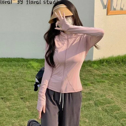 Stand Collar Yoga Ice Silk Sun Protection Clothing Summer Women's Slim Fit Versatile Slimming Sports Thin Jacket