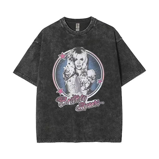 Britney Spears The Britney Tour 2001 Vintage Washed T Shirt Men Women Casual Retro Oversized Short Sleeve T-shirts Streetwear