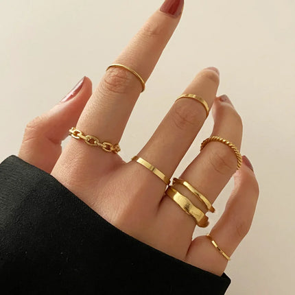 10Pcs Imitation Pearl Leaf Flower Rings Set For Women Rhinestone Butterfly Finger Ring Metal Knuckle Finger Ring Jewelry
