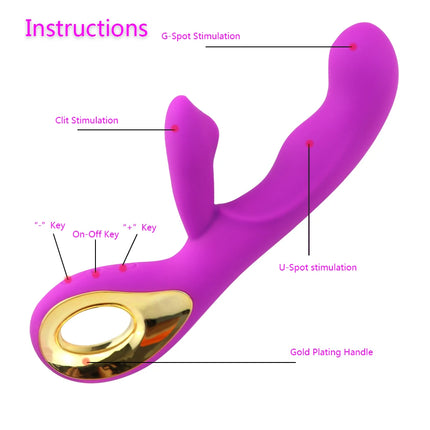 G Spot Rabbit Vibrator for Women Orgasm Dildo Adult Sex Toys USB Charging Powerful Masturbation Clitoris Stimulator Waterproof