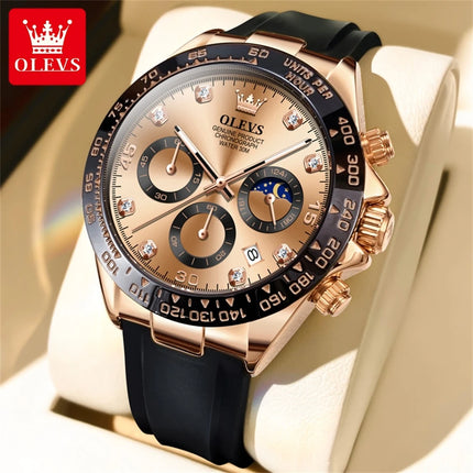OLEVS 2875 Fashion Men's Watch Luxury Original Moon Phase Calendar Wristwatch Chronograph Luminous Waterproof Watch For Men