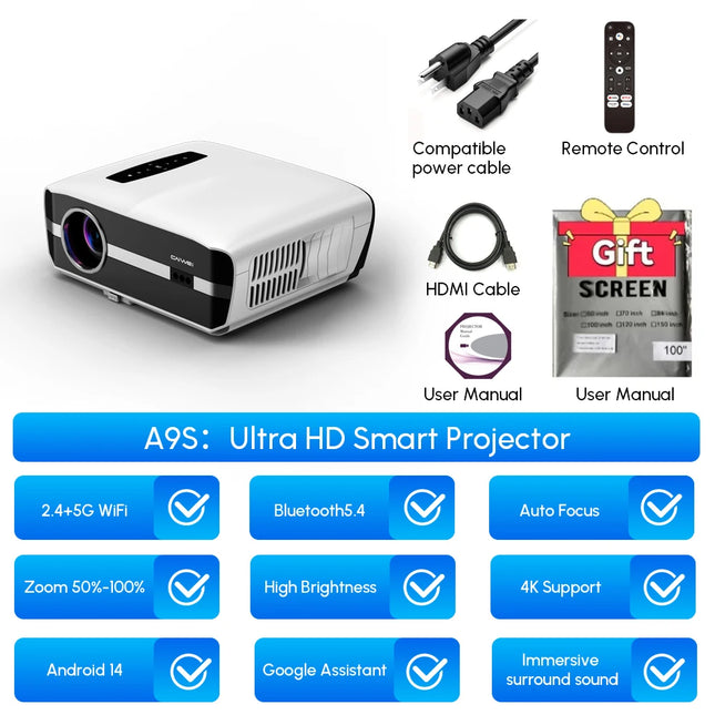 new 4k projector Auto Focus Daylight Projector 2.4+5G wifi bluetooth TOF Dust-proof movie video Android 14 Google TV projectors