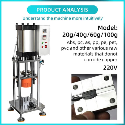 100g Pneumatic Vertical Injection Molding Machine Semi-automatic Molding Processing Tool For USB Data Charge Cable Toy ABS PC AS