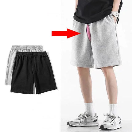 2025 Summer Men's Invisible Zipper Open Crotch Shorts Outdoor Sports Men Plus Size Casual Shorts