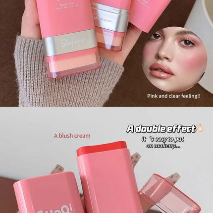 SHAQINUO Large-capacity High Color Rotating Blush Cream Stick 13g Moisturing Natural Long-lasting Waterproof Non-Removing Blush
