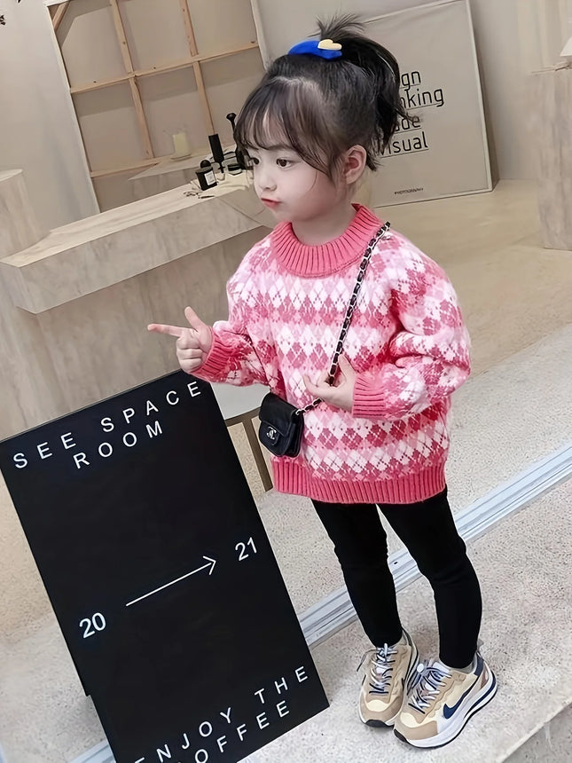 Children's Sweater Winter New Style Girls' and Boys' Pullover Round Neck Knitwear Baby Upper Body Warm Clothing