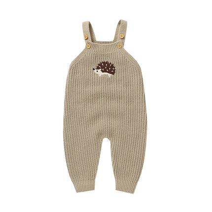 Baby Rompers Knitted Infant Boy Sling Jumpsuit Cute Embroidered Hedgehog Newborn Kid Clothing 0-18M Sleeveless Overalls Playsuit