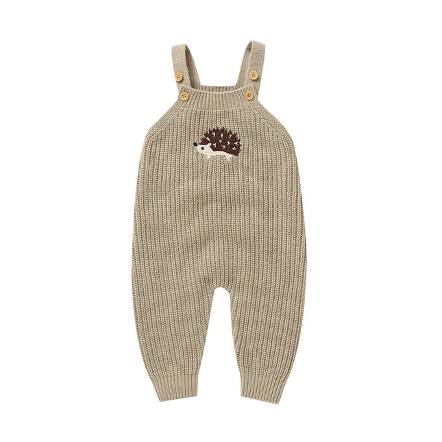 Baby Rompers Knitted Infant Boy Sling Jumpsuit Cute Embroidered Hedgehog Newborn Kid Clothing 0-18M Sleeveless Overalls Playsuit