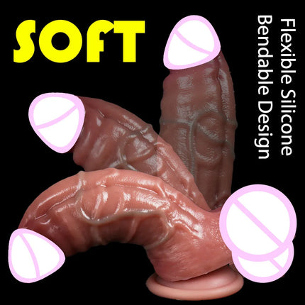 Realistic Liquid Silicone Dildo with Suction Cup Medical Grade Flesh Skin Soft Lifelike Peni Sex Toy for Women Adult Masturbator