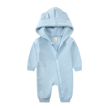 New Bodysuit For Newborn Rompers Baby Boys Girls Clothes Long Sleeve Solid Hoodies Bear Jumpsuit Costume Infant Onesies 3M-24M
