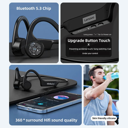 Lenovo X3 Pro Bone Conduction Earphones Bluetooth 5.3 Hifi Ear-hook Wireless Headset With Mic Waterproof Earbud X4 X7 headphones