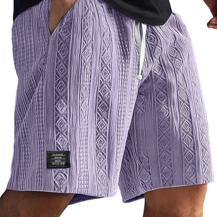 Men's Jacquard Casual Shorts Summer Harajuku Solid Sweatpants Fashion Men Short Pants Retro Men Clothes Roupas Streetwear New
