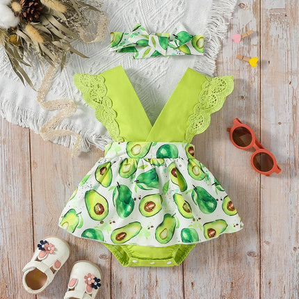 Newborn Baby Girl Summer Sleeveless Watermelon  V Neck European and American style Princesses Dress