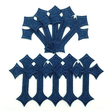 10pcs Lot Cross Patches on Clothes Diy Embroidered Appliques Iron on Patches for Clothing Jeans Stickers Badges (7.0x10.3CM)