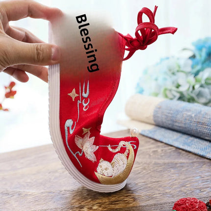 Chasing Moon Hot Sale Of The Season New Style Ming Dynasty Hanfu Shoes National Style Upturned Head Cotton Shoes Ancient Wedding