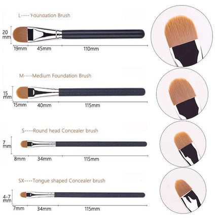Ultra-thin Foundation Concealer Brushes 4-type Sizes Professional Liquid Foundation Cream Soft Hair Makeup Brush Make Up Tools