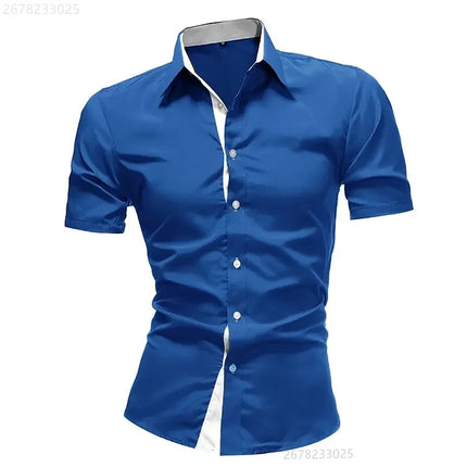 Men's casual business short-sleeved shirt, single-breasted button-down Hawaiian shirt versatile short-sleeved shirt XS-6XL size