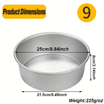1-PCS Anodized Round Solid Bottom Cake Pan,4/5/6/7/8/9/10 Inch Aluminum Alloy Cake Baking Mold for Kitchen,Oven,Cheesecake,Bread