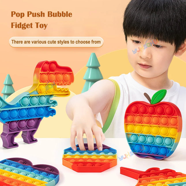 Rainbow Pop Push Bubble Fidget Anti-Stress Relief Toys for Adult Children Special Needs Sensory Toys Interactive Toys for Kids